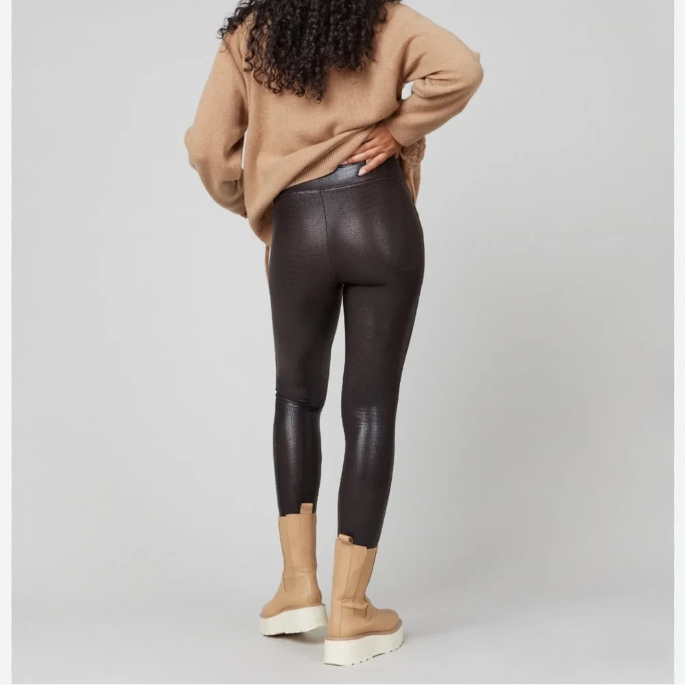 SPANX Black High-Waist Faux-Leather Leggings